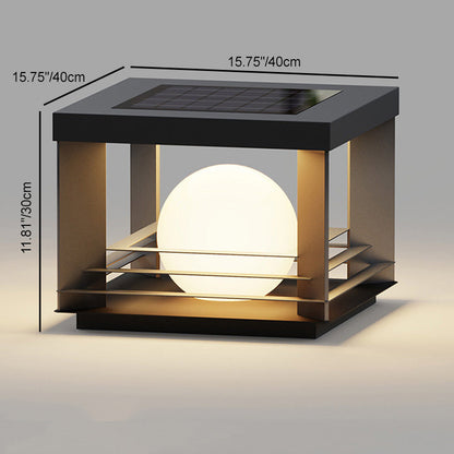 Modern Minimalist Solar Waterproof Stainless Steel PC Rectangular Globe LED Outdoor Post Head Light For Outdoor Patio