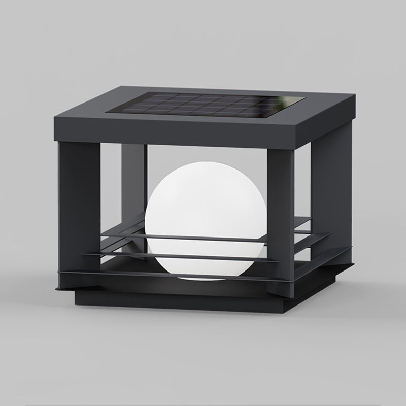 Modern Minimalist Solar Waterproof Stainless Steel PC Rectangular Globe LED Outdoor Post Head Light For Outdoor Patio