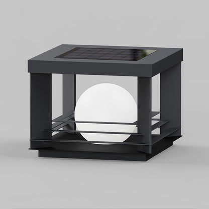 Modern Minimalist Solar Waterproof Stainless Steel PC Rectangular Globe LED Outdoor Post Head Light For Outdoor Patio