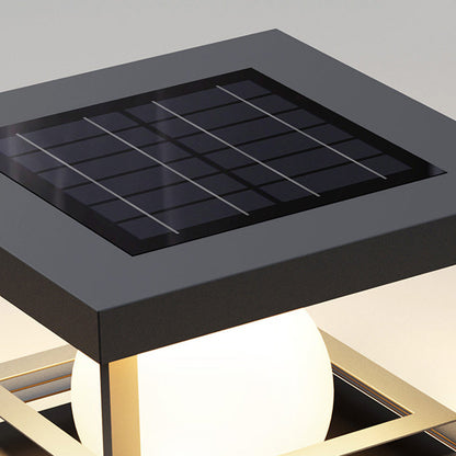 Modern Minimalist Solar Waterproof Stainless Steel PC Rectangular Globe LED Outdoor Post Head Light For Outdoor Patio