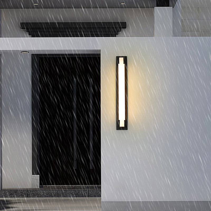 Modern Minimalist Stainless Steel Acrylic Rectangular LED Wall Sconce Lamp For Outdoor Patio