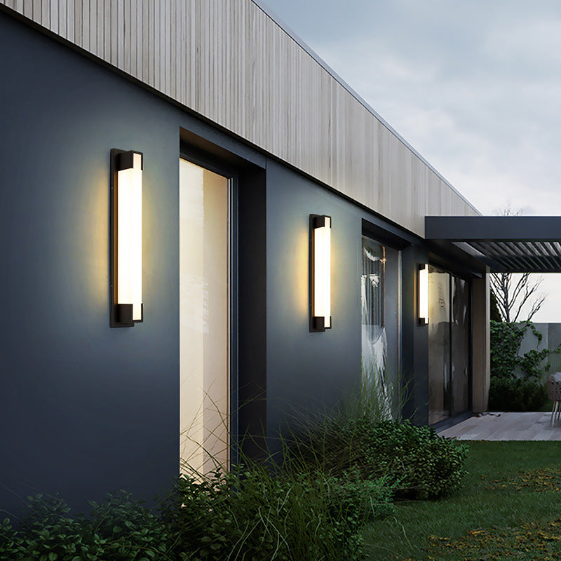 Modern Minimalist Stainless Steel Acrylic Rectangular LED Wall Sconce Lamp For Outdoor Patio
