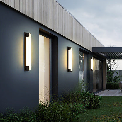 Modern Minimalist Stainless Steel Acrylic Rectangular LED Wall Sconce Lamp For Outdoor Patio