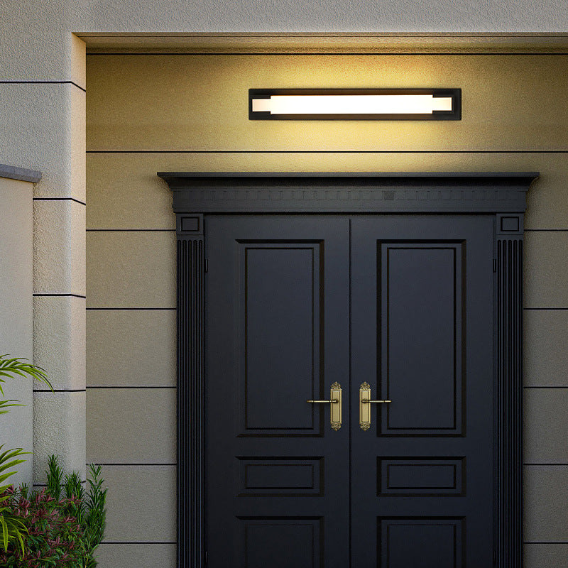 Modern Minimalist Stainless Steel Acrylic Rectangular LED Wall Sconce Lamp For Outdoor Patio