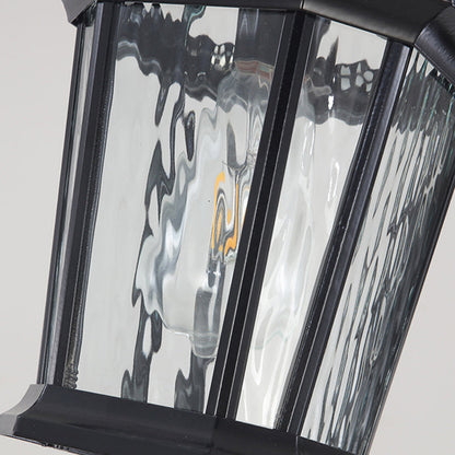 Traditional Vintage Aluminum & Ripple Glass Octagonal 1-Light Pendant Light For Outdoor Patio