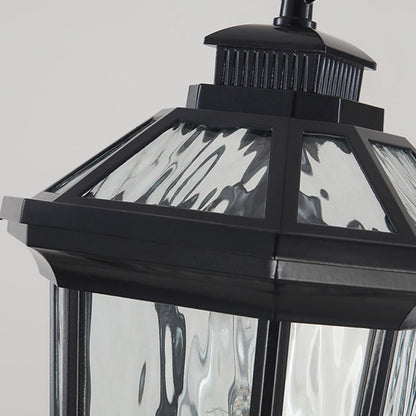 Traditional Vintage Aluminum & Ripple Glass Octagonal 1-Light Pendant Light For Outdoor Patio