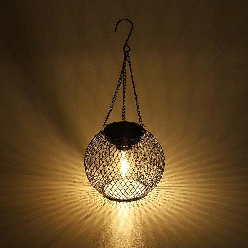 Modern Minimalist Solar Iron Cylindrical And Spherical LED Outdoor Light For Garden