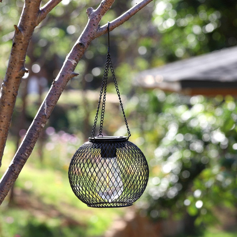 Modern Minimalist Solar Iron Cylindrical And Spherical LED Outdoor Light For Garden