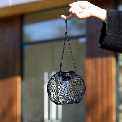 Modern Minimalist Solar Iron Cylindrical And Spherical LED Outdoor Light For Garden