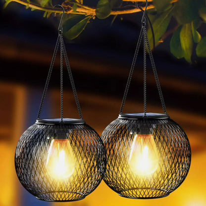 Modern Minimalist Solar Iron Cylindrical And Spherical LED Outdoor Light For Garden