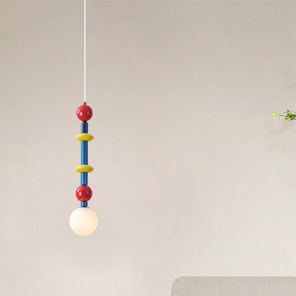 Contemporary Creative Iron And Glass Cylinder Globe 1-Light Pendant Light For Bedroom