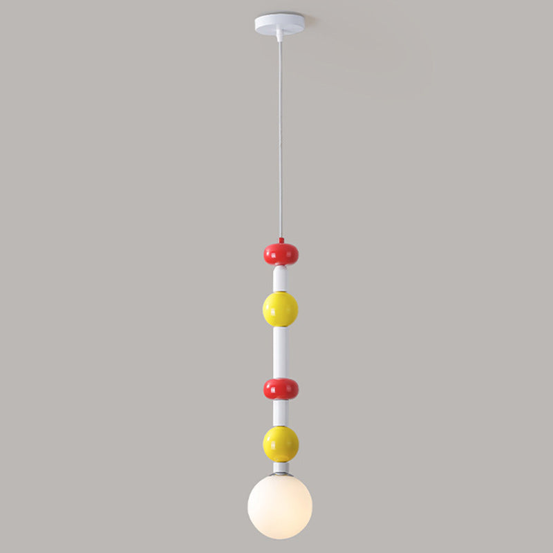 Contemporary Creative Iron And Glass Cylinder Globe 1-Light Pendant Light For Bedroom