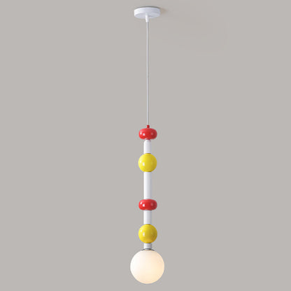 Contemporary Creative Iron And Glass Cylinder Globe 1-Light Pendant Light For Bedroom