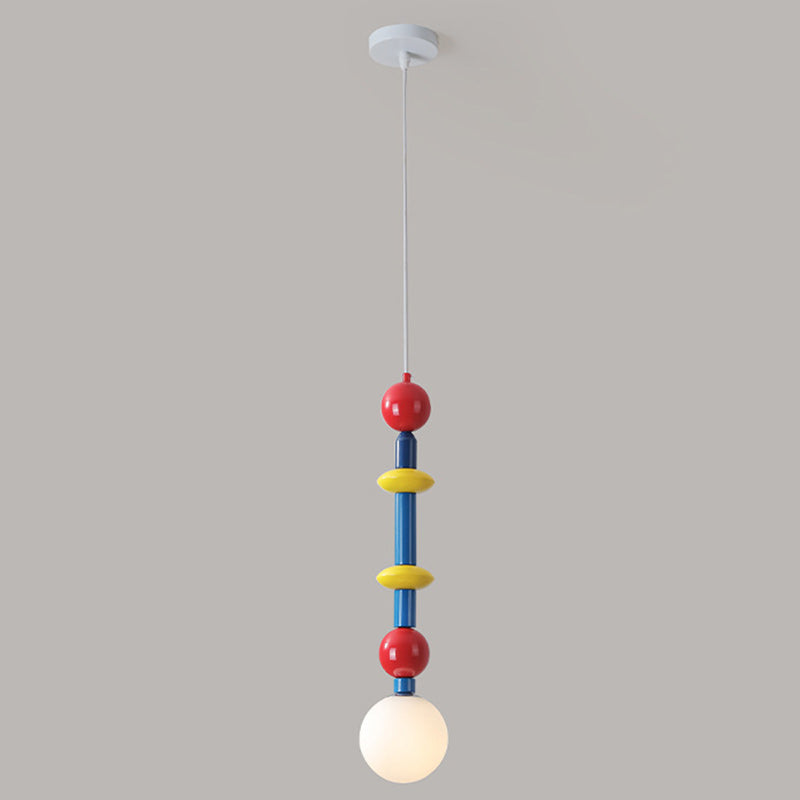 Contemporary Creative Iron And Glass Cylinder Globe 1-Light Pendant Light For Bedroom
