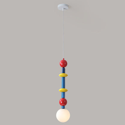 Contemporary Creative Iron And Glass Cylinder Globe 1-Light Pendant Light For Bedroom