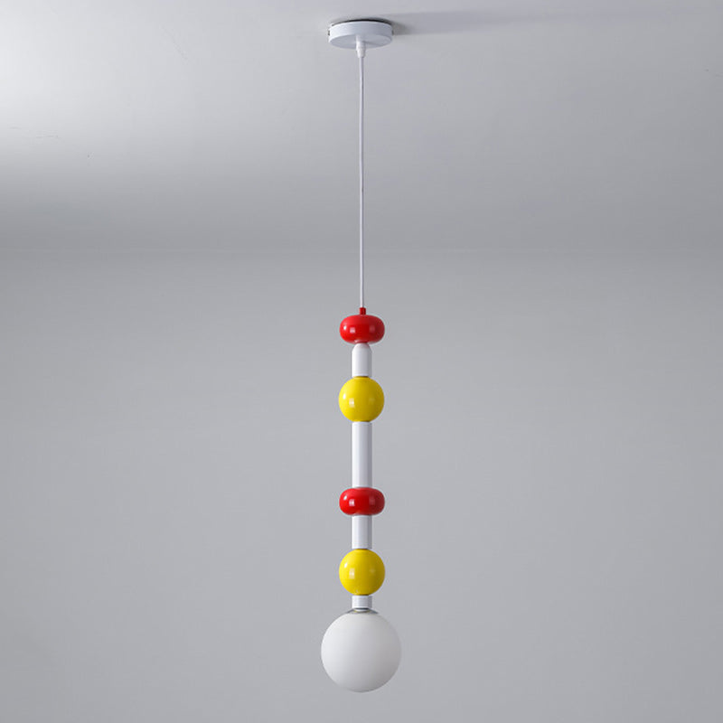 Contemporary Creative Iron And Glass Cylinder Globe 1-Light Pendant Light For Bedroom