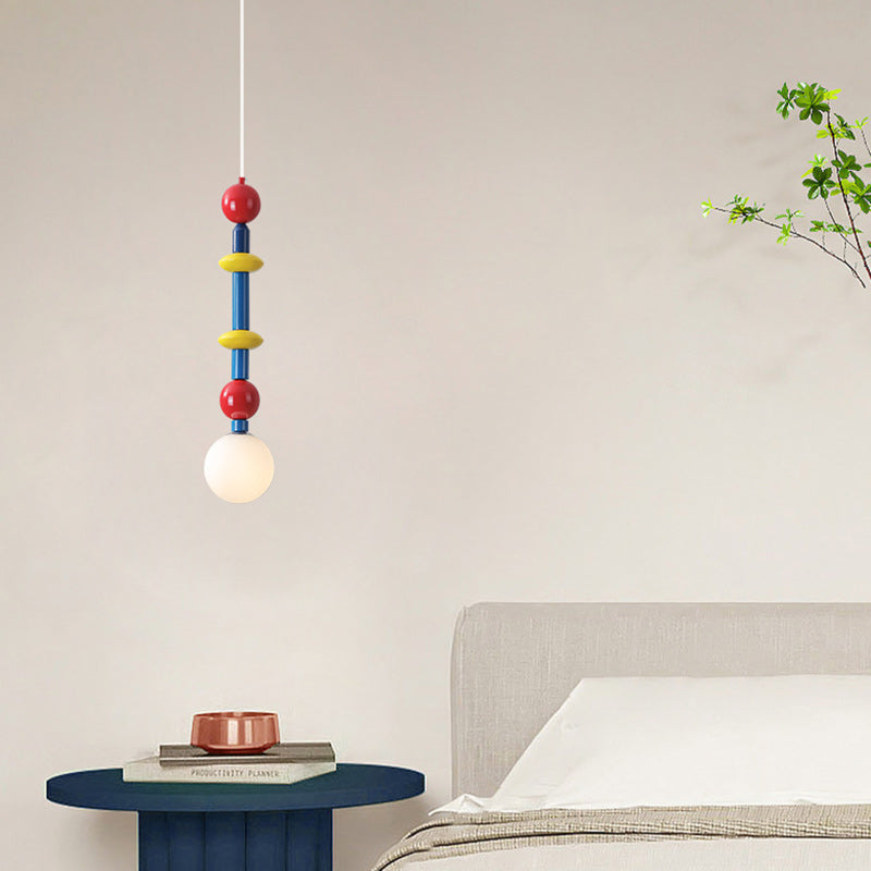 Contemporary Creative Iron And Glass Cylinder Globe 1-Light Pendant Light For Bedroom