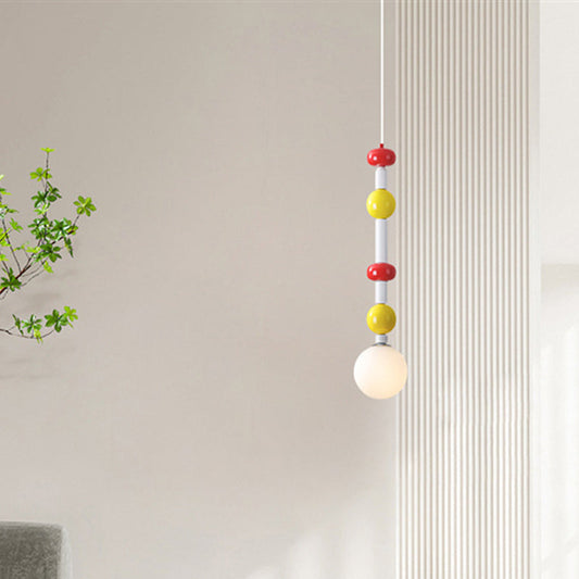 Contemporary Creative Iron And Glass Cylinder Globe 1-Light Pendant Light For Bedroom