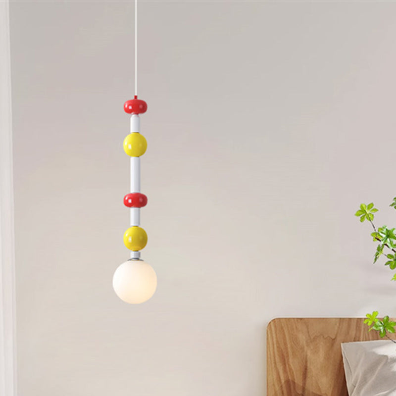 Contemporary Creative Iron And Glass Cylinder Globe 1-Light Pendant Light For Bedroom