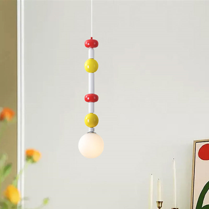 Contemporary Creative Iron And Glass Cylinder Globe 1-Light Pendant Light For Bedroom