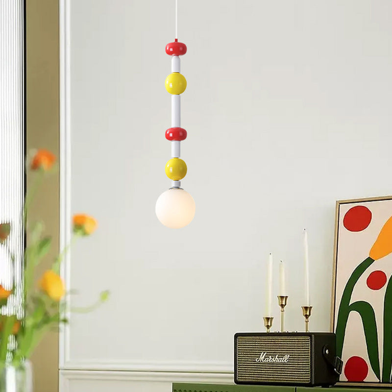 Contemporary Creative Iron And Glass Cylinder Globe 1-Light Pendant Light For Bedroom