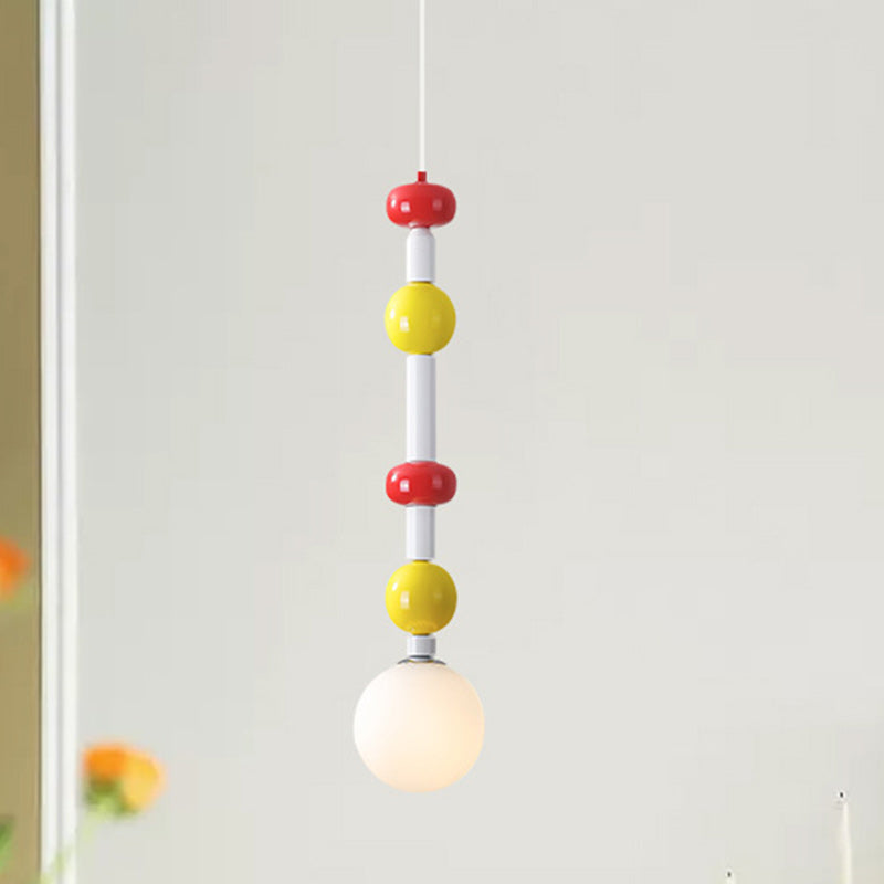 Contemporary Creative Iron And Glass Cylinder Globe 1-Light Pendant Light For Bedroom
