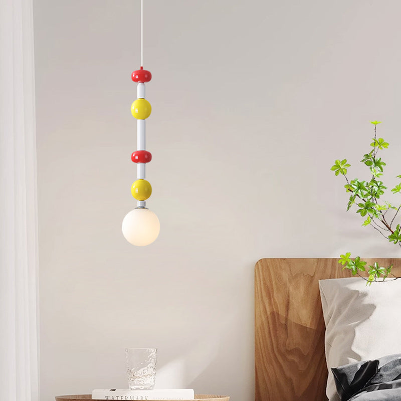 Contemporary Creative Iron And Glass Cylinder Globe 1-Light Pendant Light For Bedroom