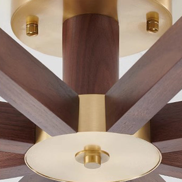 Traditional Chinese Copper Wood Glass Branch Globe Cylinder 5/6/8/10 Light Semi-Flush Mount Ceiling Light For Living Room