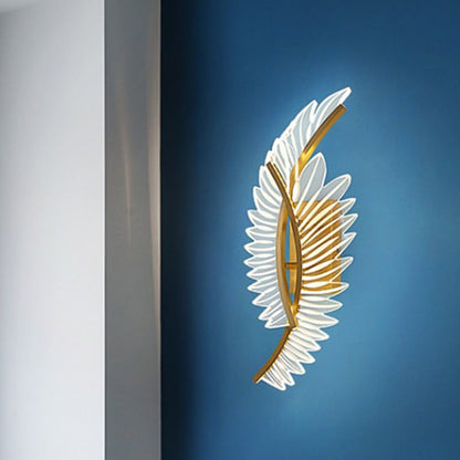 Modern Luxury Iron Acrylic Leaf LED Wall Sconce Lamp For Living Room