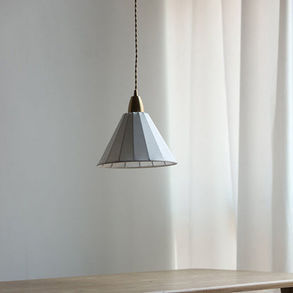Traditional Japanese Brass Silk Cone 1-Light Pendant Light For Living Room
