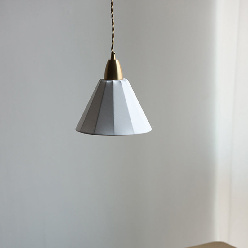 Traditional Japanese Brass Silk Cone 1-Light Pendant Light For Living Room