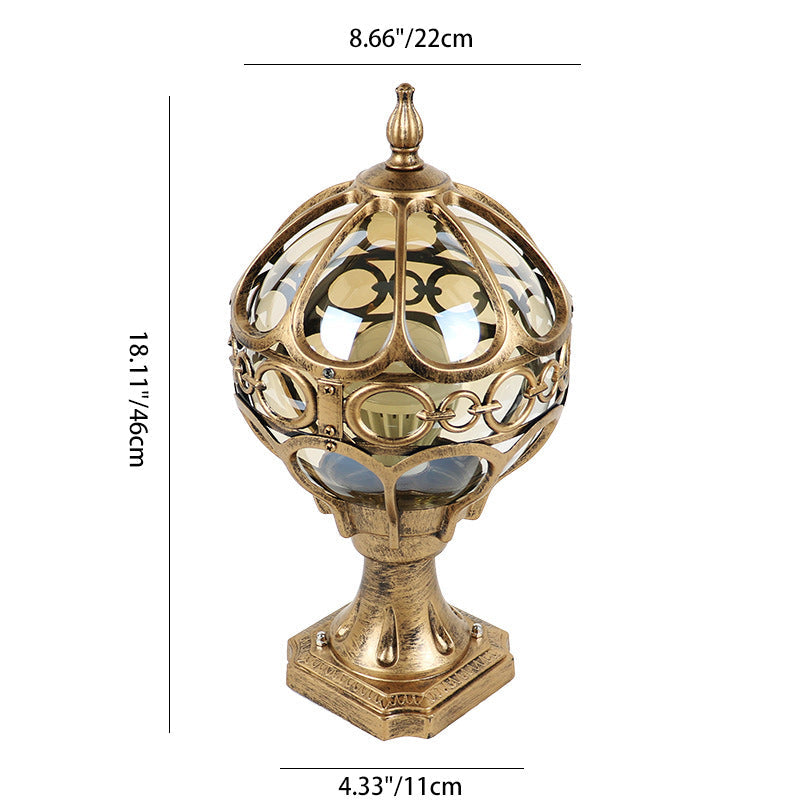 Traditional French Aluminum Glass Globe 1-Light Post Head Light Outdoor Light For Garden