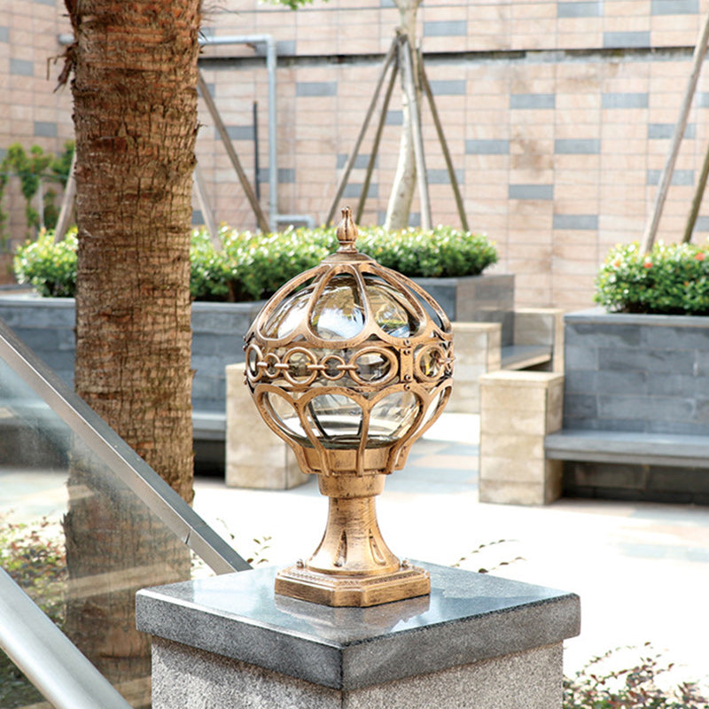 Traditional French Aluminum Glass Globe 1-Light Post Head Light Outdoor Light For Garden