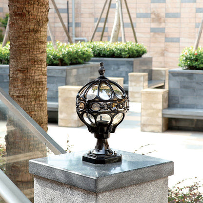 Traditional French Aluminum Glass Globe 1-Light Post Head Light Outdoor Light For Garden