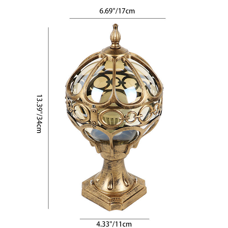 Traditional French Aluminum Glass Globe 1-Light Post Head Light Outdoor Light For Garden