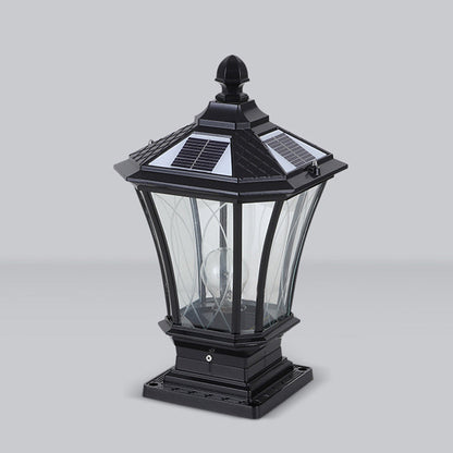 Traditional European Solar Aluminum Glass Octagonal LED Post Head Outdoor Light For Garden