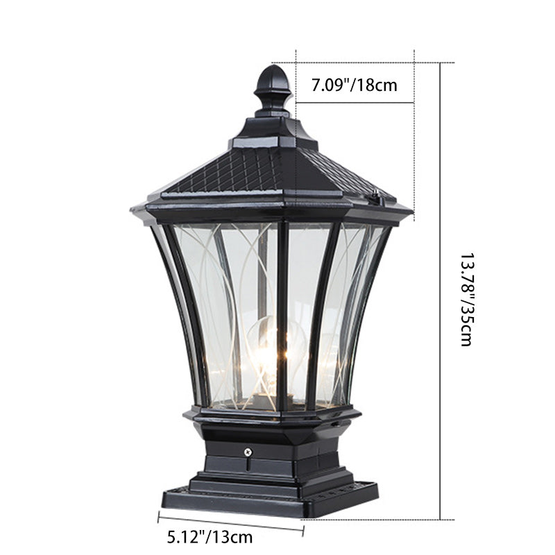 Traditional European Solar Aluminum Glass Octagonal LED Post Head Outdoor Light For Garden