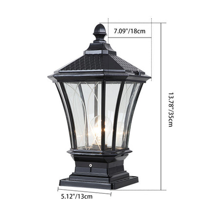 Traditional European Solar Aluminum Glass Octagonal LED Post Head Outdoor Light For Garden