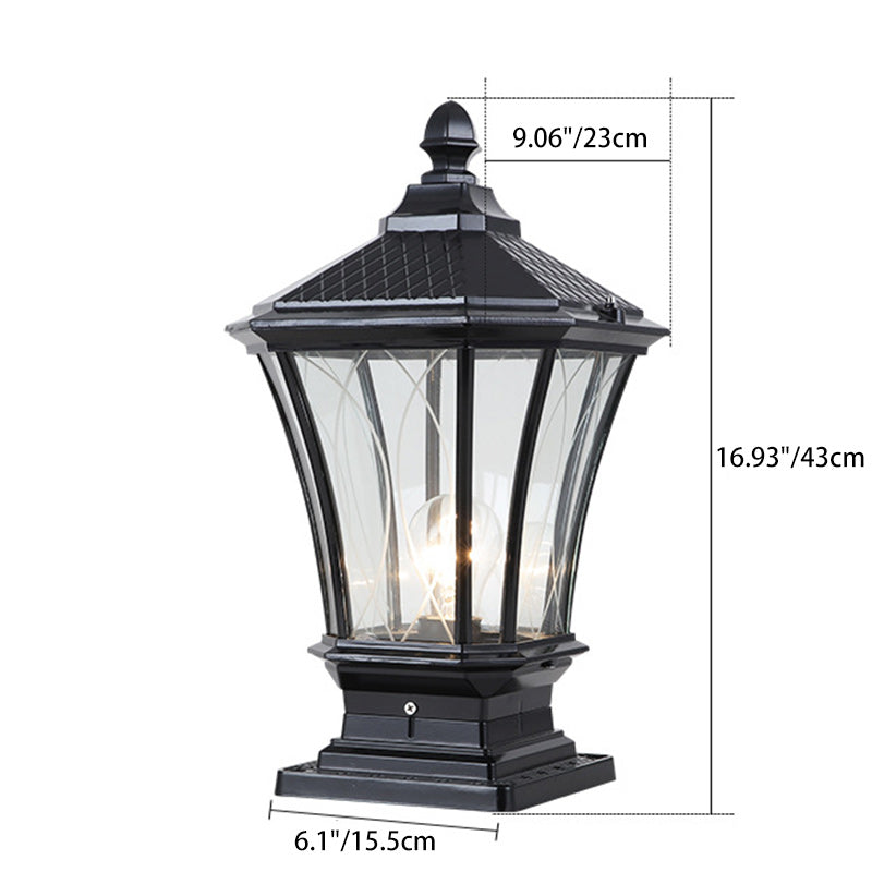 Traditional European Solar Aluminum Glass Octagonal LED Post Head Outdoor Light For Garden