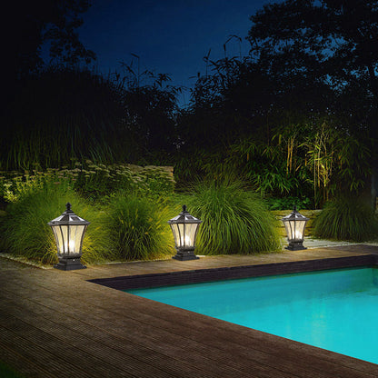 Traditional European Solar Aluminum Glass Octagonal LED Post Head Outdoor Light For Garden