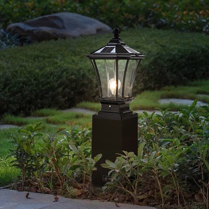 Traditional European Solar Aluminum Glass Octagonal LED Post Head Outdoor Light For Garden
