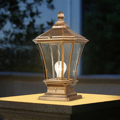 Traditional European Solar Aluminum Glass Octagonal LED Post Head Outdoor Light For Garden