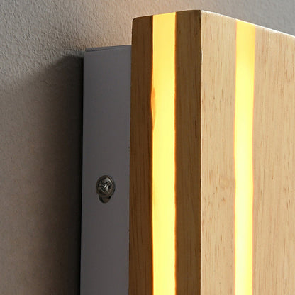 Contemporary Nordic Wood Resin Rectangular Cracked Wood Grain LED Wall Sconce Lamp For Living Room