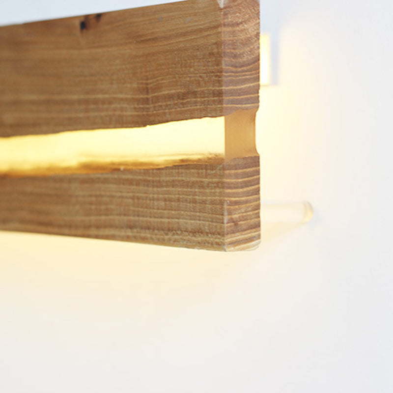 Contemporary Nordic Wood Resin Rectangular Cracked Wood Grain LED Wall Sconce Lamp For Living Room
