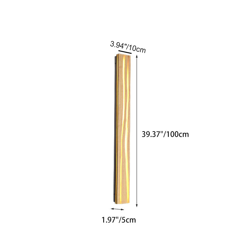 Contemporary Nordic Wood Resin Rectangular Cracked Wood Grain LED Wall Sconce Lamp For Living Room