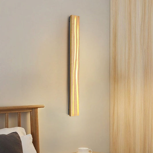 Contemporary Nordic Wood Resin Rectangular Cracked Wood Grain LED Wall Sconce Lamp For Living Room