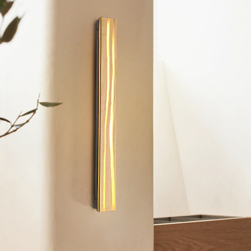 Contemporary Nordic Wood Resin Rectangular Cracked Wood Grain LED Wall Sconce Lamp For Living Room