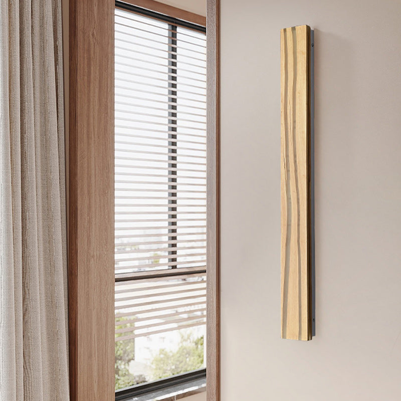 Contemporary Nordic Wood Resin Rectangular Cracked Wood Grain LED Wall Sconce Lamp For Living Room