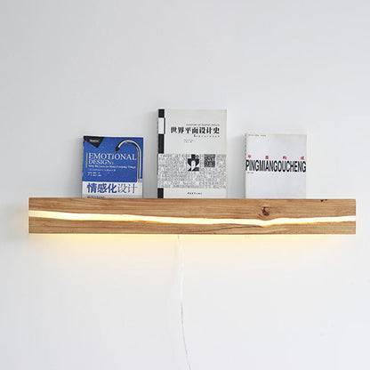 Contemporary Nordic Wood Resin Rectangular Cracked Wood Grain LED Wall Sconce Lamp For Living Room