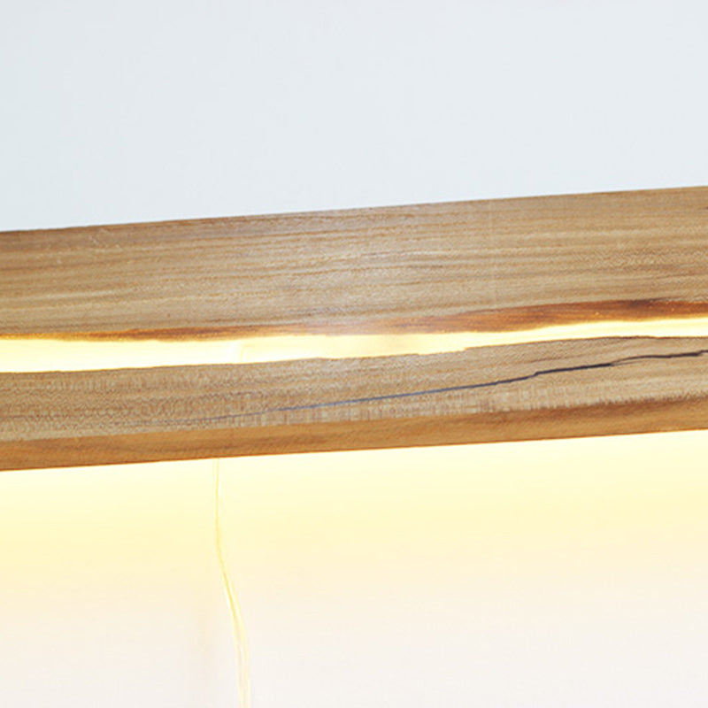 Contemporary Nordic Wood Resin Rectangular Cracked Wood Grain LED Wall Sconce Lamp For Living Room